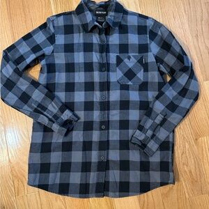 Burton Women's Black and Gray Plaid Button-Down Shirt